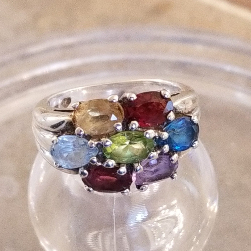 925 Sterling Silver Multi Color Band Ring